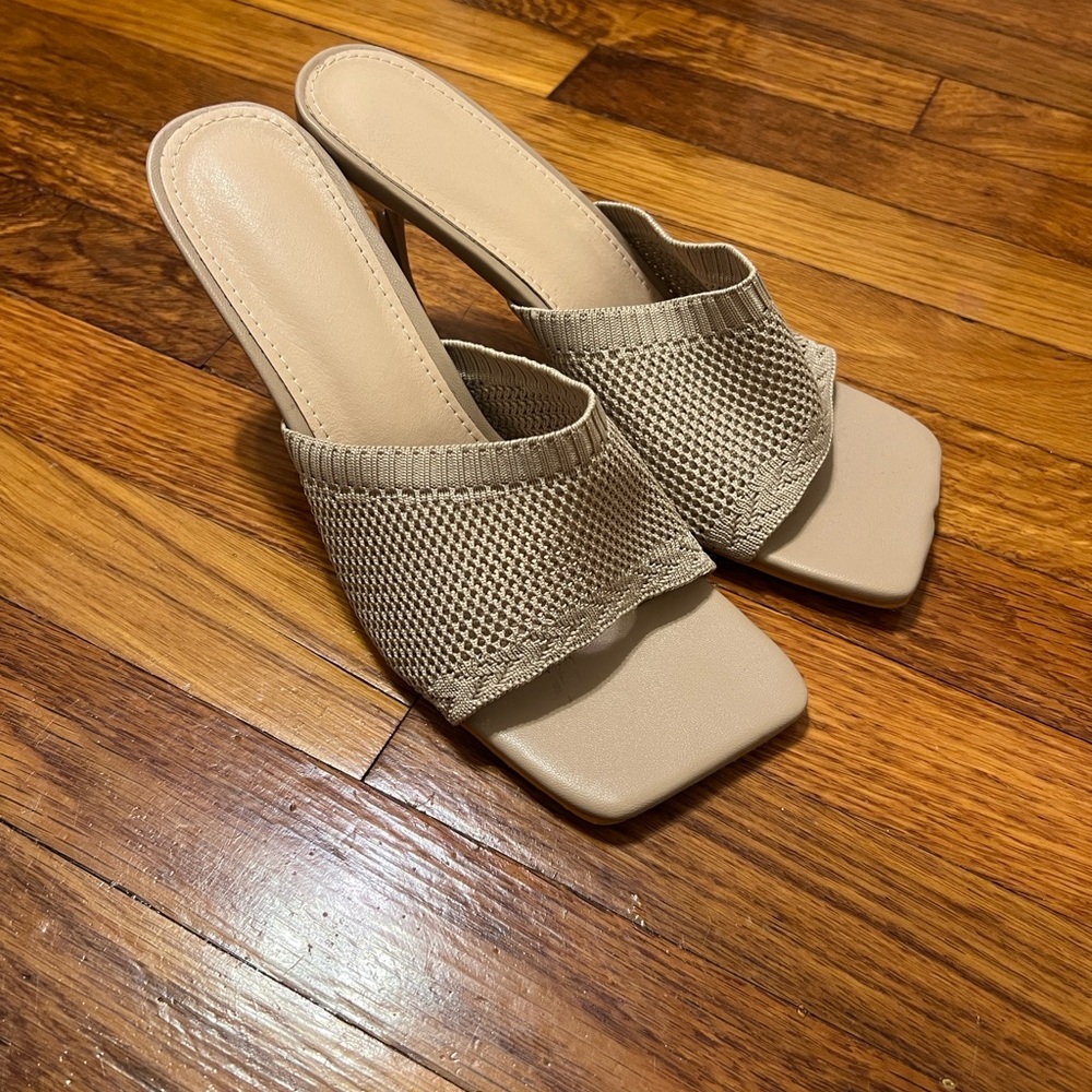 SHEIN Beige Knit Heeled Sandals